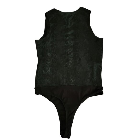 Fashion Nova Black Snake Print Sleeveless Bodysuit L Polyester Spandex - Picture 3 of 6